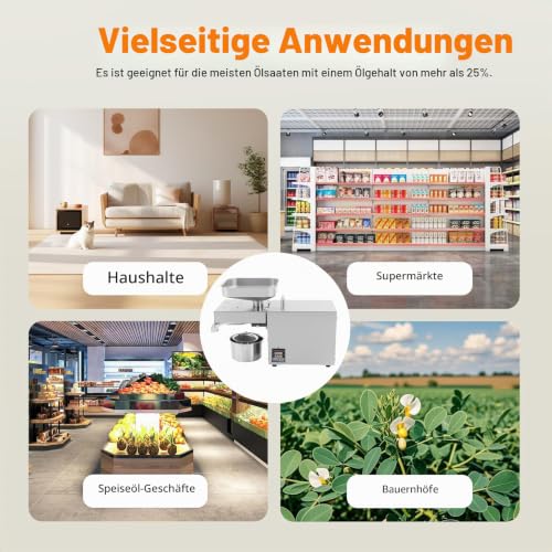 Foto von OUKANING 1500W Edelstahl Automatische Kalt und Heiß Ölpresse Maschine Ölmühle Öl Extraktion Expeller Elektrisch Auszieher Mais Kokosnuss Erdnuss Sonnenblumensamen