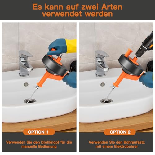 Rohrreinigungsspirale - Ideale Abflussspirale für eine umweltfreundliche Rohrreinigung-10m elektroplattierte Feder - Ideal für Küchen- und Badezimmerabflüsse - Perfektes Werkzeug für DIY-Enthusiasten