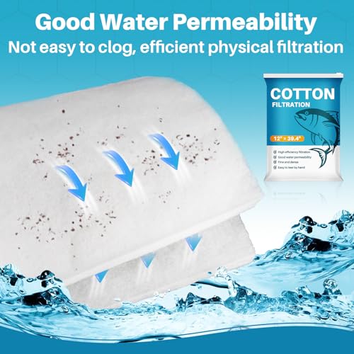 Image of Aquarium Filter Pad - Aquarium Filter Media, Aquarium Filter Floss,39.4 x 11.8in Filter Pad, Filter Floss for Fish Tank, Aquarium, Ponds,Garden?Saltwater, Fershwater,Plant, Trutle(White)