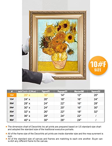 Decorarts - Twelve Sunflowers, Vincent Van Gogh Art Reproduction. Giclee Prints Match With Golden Framed For Wall Decor. Picture Size: 16X20 In, Framed Size: 22X26 In #TOP5