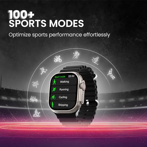 Image of Kratos SW18 Ultra Pro Smartwatch with 2.01 inch Touch Display, Advanced BT Calling, Wireless Charging Smart Watch, Voice Assistant, 100+ Sports Modes, Rotating Crown, Metallic Body, IP67, Heart Rate, SpO2