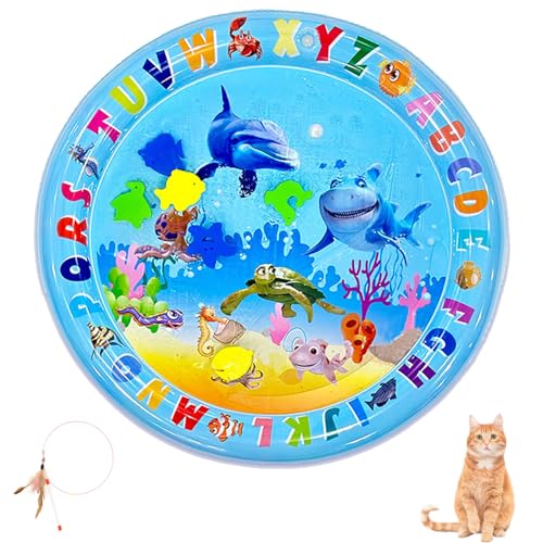Tapete sensorial de água para gatos, tapete de brinquedo com sensor de água, tapete sensorial de águ