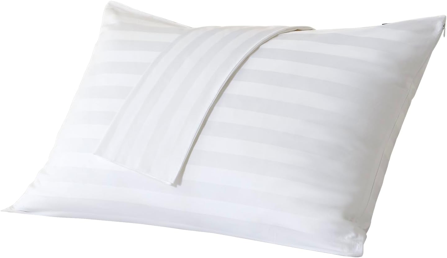 Premium Cotton Pillow Protectors with Zipper Durable Soft Breathable Pillow Cover Queen Size 2 Pack