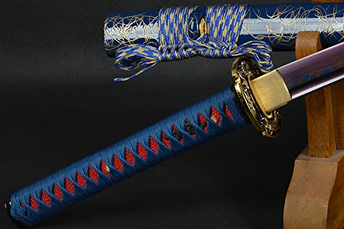 Blue Blade Real Sharp Japanese Samurai Sword Handmade Full Tang Katana #TOP5
