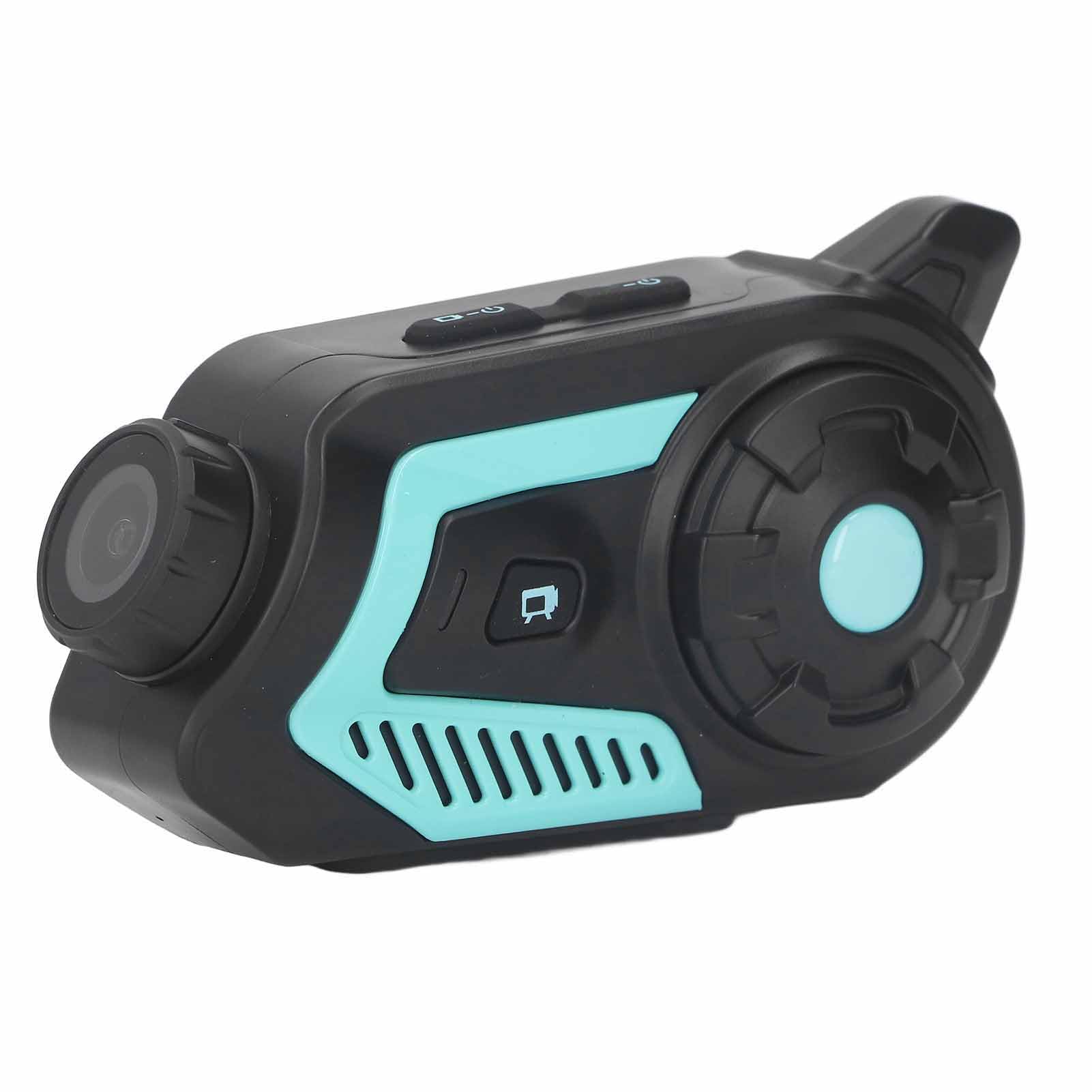 Zestaw Słuchawkowy Bluetooth do Kasku Motocyklowego, Wodoodporny Obiektyw Szerokokątny 130 Stopni Zestaw Słuchawkowy z Interkomem do Kasku z kamerą 2K HD, Połączenia Bluetooth