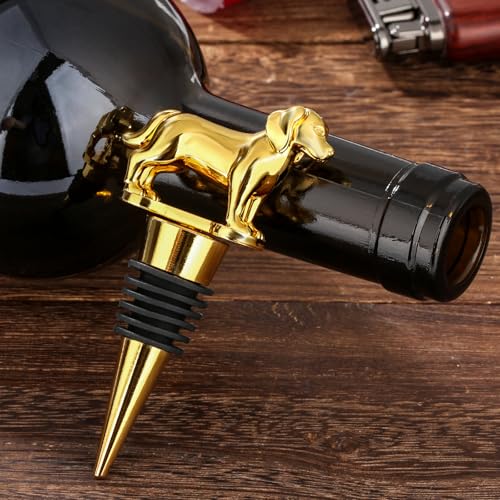 LKKCHER Golden Retriever Weinflaschenverschluss, Golden Retriever Geschenke, Geschenk für Hundebesitzer, Geburtstagsgeschenk Weingeschenke Weihnachten Geschenke für Männer Frauen Papa, Gold