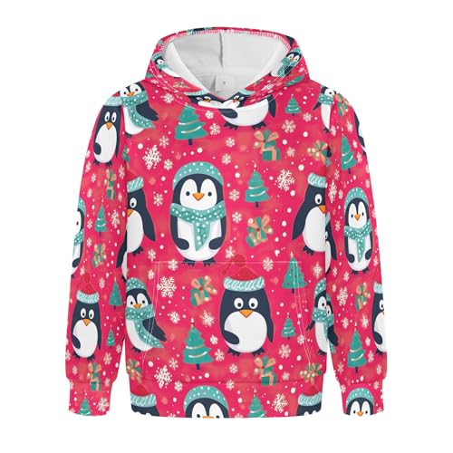 Kids Hoodies Sweaters Christmas Xmas Penguin Hooded Sweatshirts with Big Pockets for Boys Girls B0400426