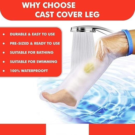 JAMBUVANTI Waterproof Cast Covers for Shower –Leg Protector to Keeps Dry of Wounds, Bandage, Dressing Watertight Shower Cast Shower Protector, ound Protector for Broken Leg, Knee, Foot, Ankle,Burns 2