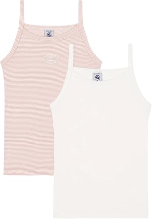 Petit Bateau Girls Cotton Vests Camisole with fine Straps - 2-Pack Sizes 2-12 Years US, Age, 10 Years, Variante 1