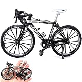 Mbuaopa Finger Fahrrad Modell, 1:10 Mini Mountainbike Modell Ornamente, Miniatur Finger Bike, Mini Bend Fahrrad Spielzeug für Sammlermodell und Deko-Rennwagen, Geschenk für Erwachsene,Kinder (Schwarz)