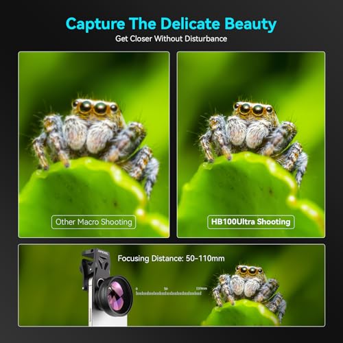 APEXEL 100Ultra Macro Lens - Enhanced Version Smartphone Lens for iPhone, Samsung, Pixel | Professional Macro Photography of Flowers, Iinsects, Jewelry, Food Details and Other Small Objects