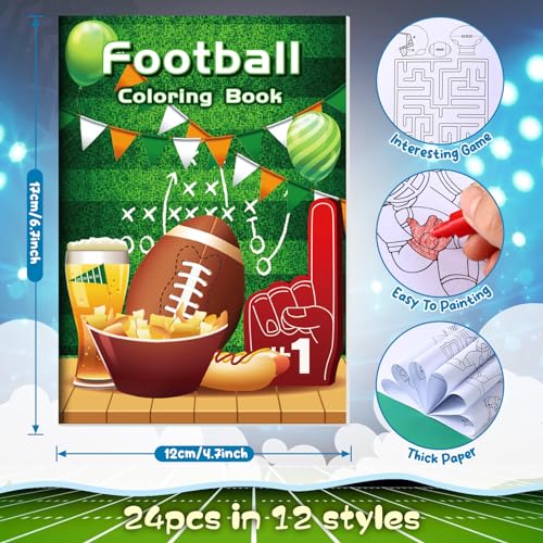 image for BenLouis 24 Pcs Football Mini Coloring Books Kids Football Theme Party