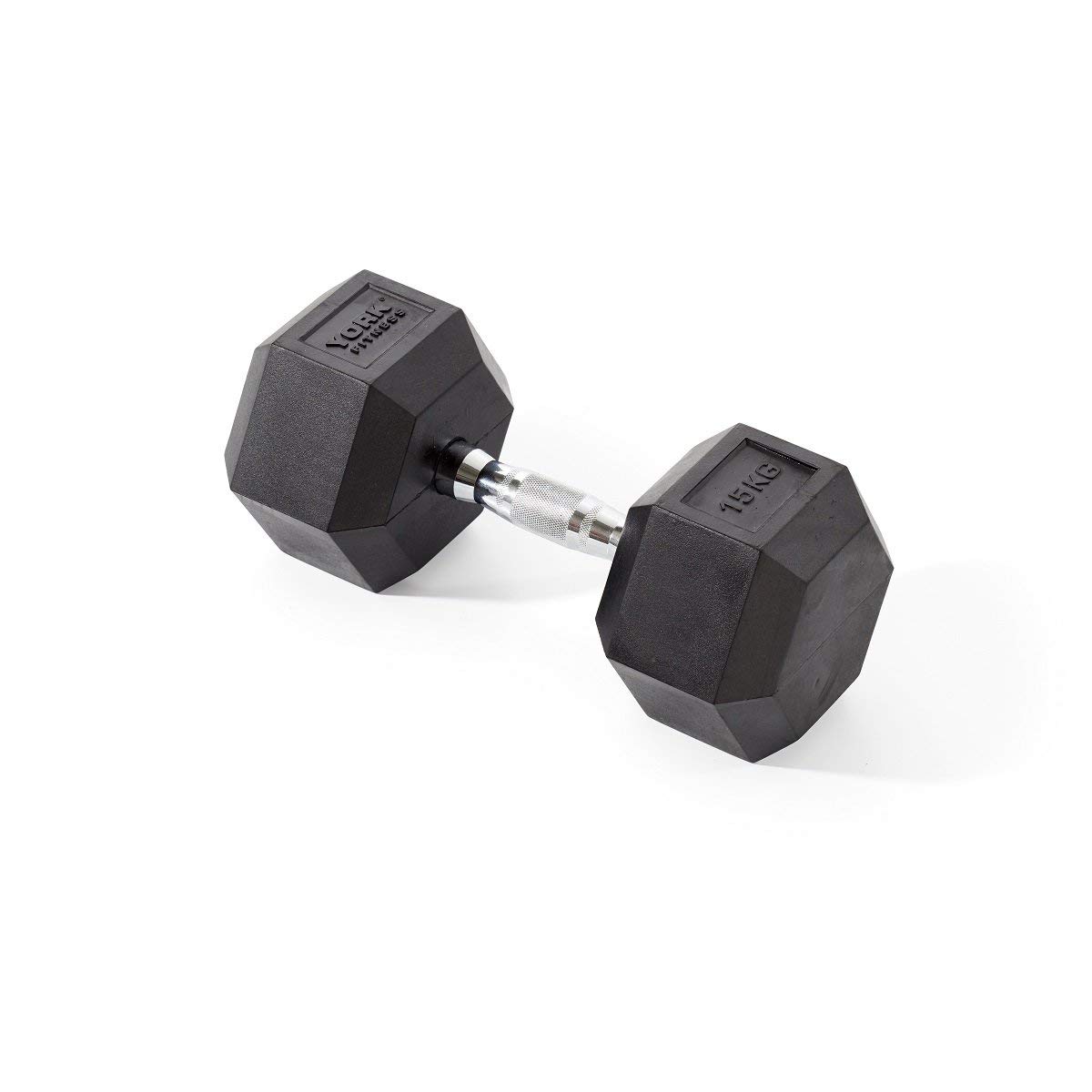 York Fitness Rubber Hex Dumbbells (Pair) - Black, 2.5kg