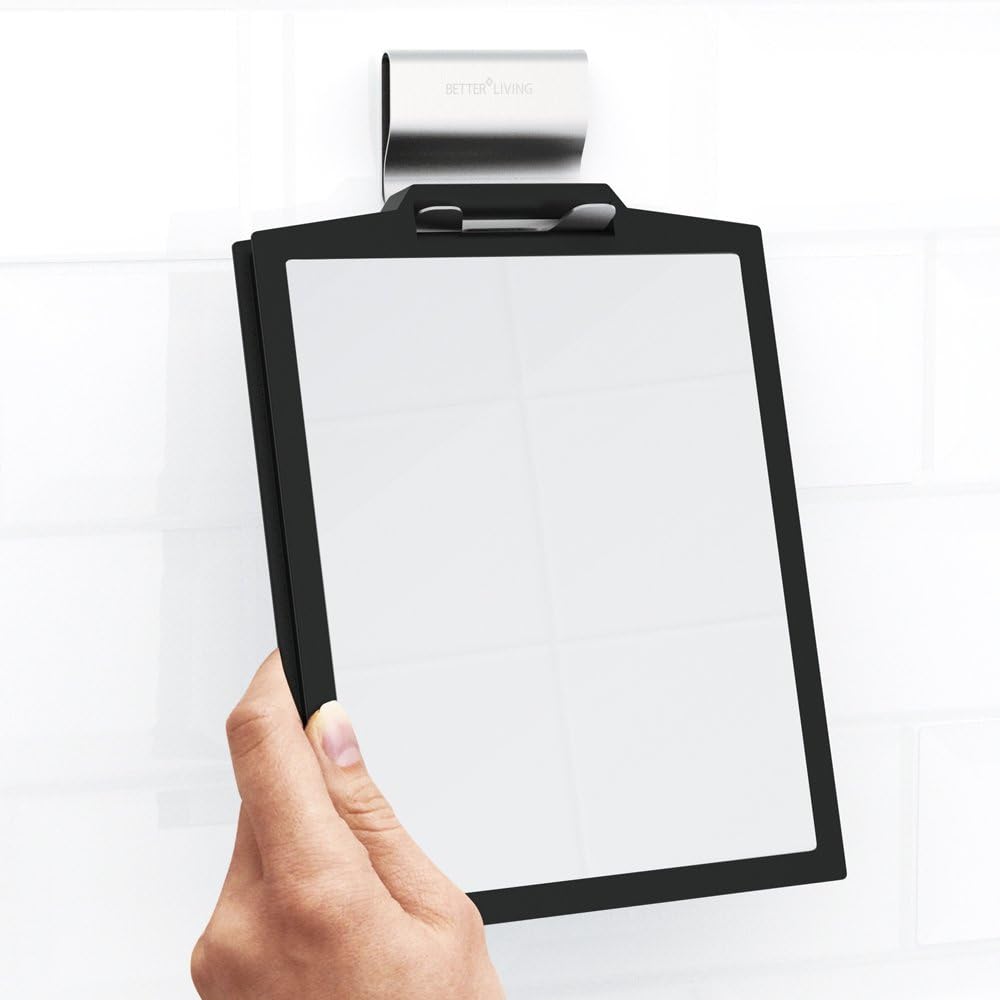 Black Double-Sided Fogless Magnifying Shower Mirror