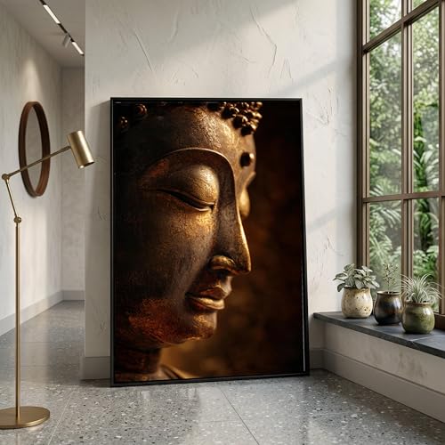Statue de Bouddha impression zen dorée peinture chic maison
