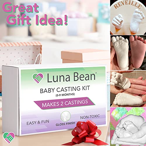Luna Bean Baby Keepsake Hand Casting Kit - Plaster Hand Molding Casting Kit For Infant Hand & Foot Molding - Baby Casting Kit For First Birthday, Christmas & Newborn Gifts - (Clear Sealant - Gloss) #TOP3