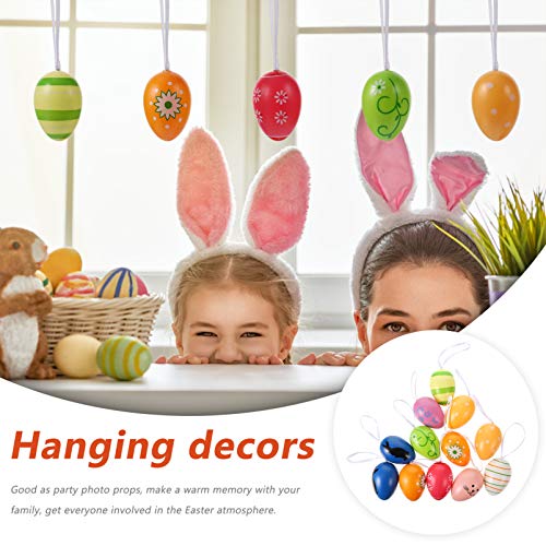 jojofuny 12 stks Pasen Ei Ornamenten Kleurrijke Ei Opknoping Ornamenten Schuim Pasen Eieren Pasen Krans Decoratie Kids… - Image 8