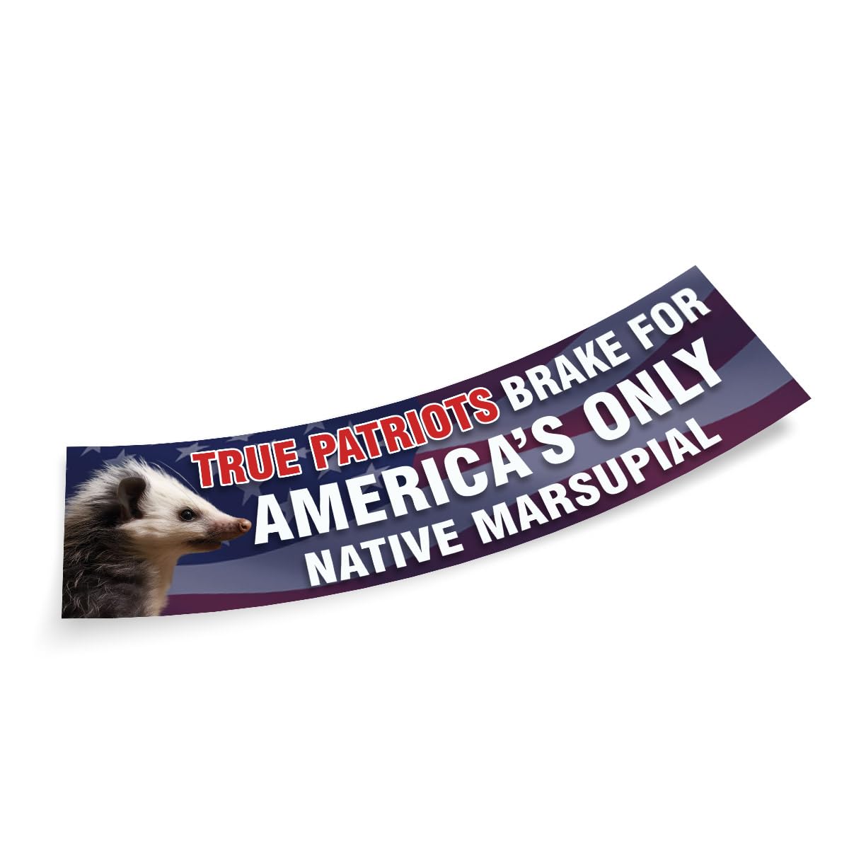 TAYTATAYTA True Patriots Brake for America's Only Native Marsupial US Flag Sticker, Funny Bumper Sticker for Car Truck, Waterproof UV-Resistant Size 3x11 inches