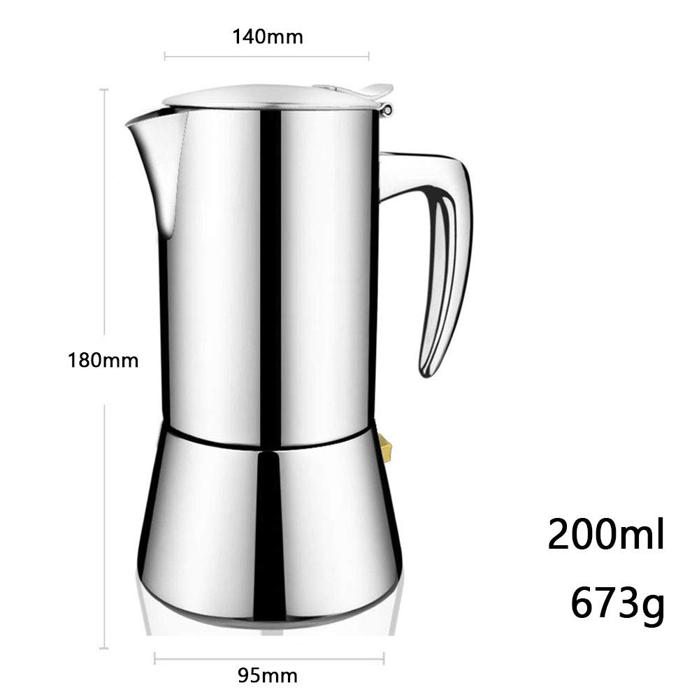 Espressokocher aus Edelstahl für Induktionsherd, 4 Tassen Mokkakanne (200 ml) – Herd-Kaffeemaschine für reichhaltiges, vollmundiges Gebrüh, perfekt für Kaffeeliebhaber