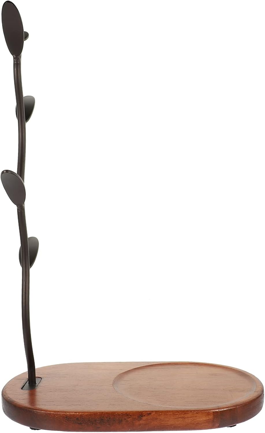 Vintage Wood Coffee Mug Rack Four Hooks Antique Bronze Iron Cup Holder Stand for Kitchen Counter Household Cup Organizer Tree