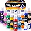 ESSENSON Acrylic Paint, 12 Colors Acrylic Paint Set, 2oz/59ml Bottles, Premium Paints for Artists, Kids, Beginners and Adults on Canvas Rocks Wood Ceramic Fabric
