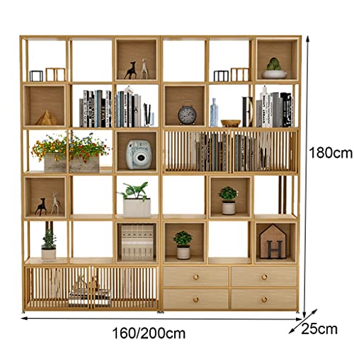 Fifor 6-Layer Industrial Bookshelf, 70.9In Tall 2 Pcs Bookcase, Standing Storage Cabinet For Living Room, Home Office, Bedroom, Washroom, Kitchen (Color : Wood, Size : 200 * 25 * 180Cm) #TOP2