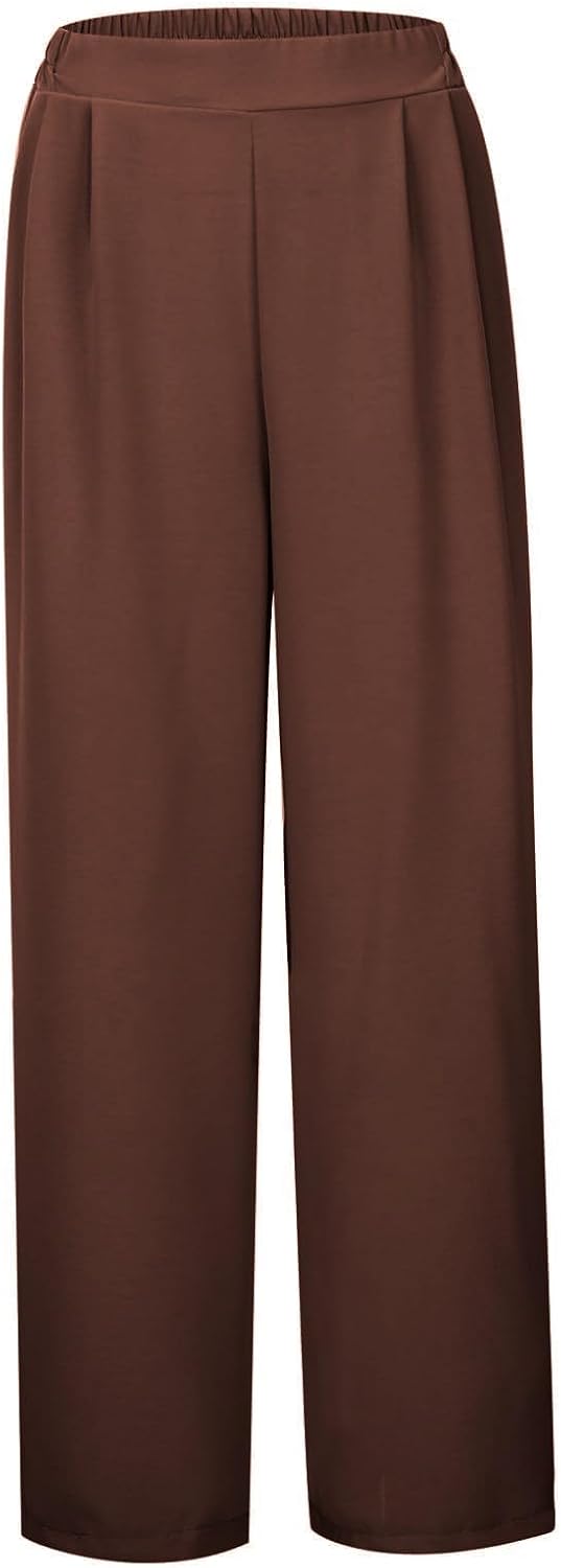 Women's Wide Leg Palazzo Pants High Elastic Waisted Work Pants Business Trousers with Pockets