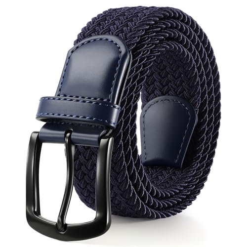 Image of SUOSDEY Men Stretch Braided Belt, Elastic Belt for Jeans Pants Casual Golf Belt 1 3 /8 inch