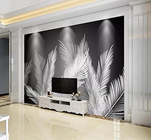 Papel Pintado 3D Plumas Blancas Y Negras Papel Tapiz Mural 3D Fotomurales Decorativos Dormitorio S-15038 200X140CM