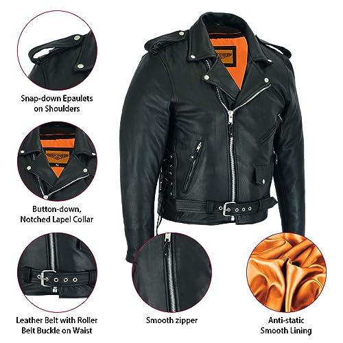 GARGOYLE BELLS Men‘s Genuine Leather Jacket Motorcycle Racer Jackets Zip-Up Biker Coat for Men with Multiple Pocket3