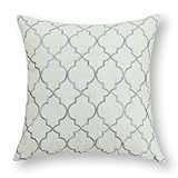 CaliTime Soft Throw Pillow Cover Case for Couch Sofa Bed, Vintage Quatrefoil Trellis Geometric Embroidered, 17 X 17 Inches, Neutral Gray