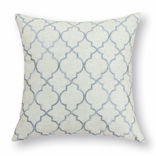 CaliTime Soft Throw Pillow Cover Case for Couch Sofa Bed, Vintage Quatrefoil Trellis Geometric Embroidered, 17 X 17 Inches, Neutral Gray