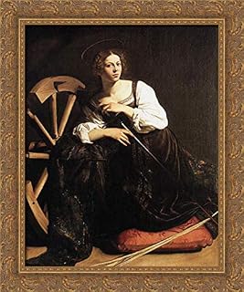 St. Catherine Of Alexandria 20x24 Gold Ornate Wood Framed Canvas Art by Caravaggio