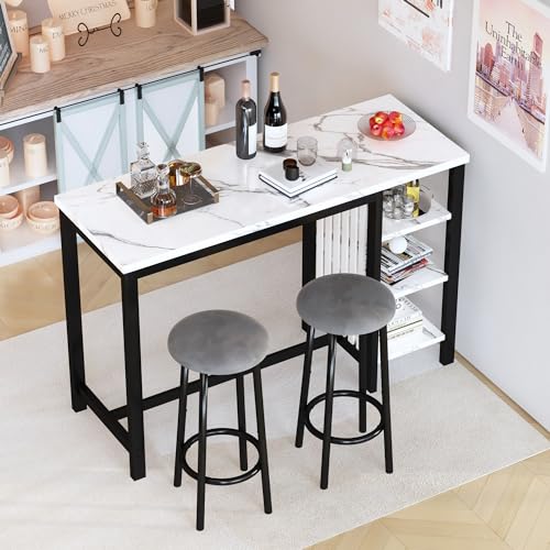 image for Lamerge Kitchen Furniture Bar Height Table and Chairs for 2 People, 4-