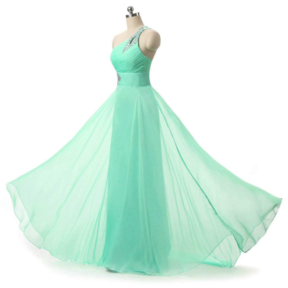 Vestido de noche elegante gasa con un solo hombro para mujer