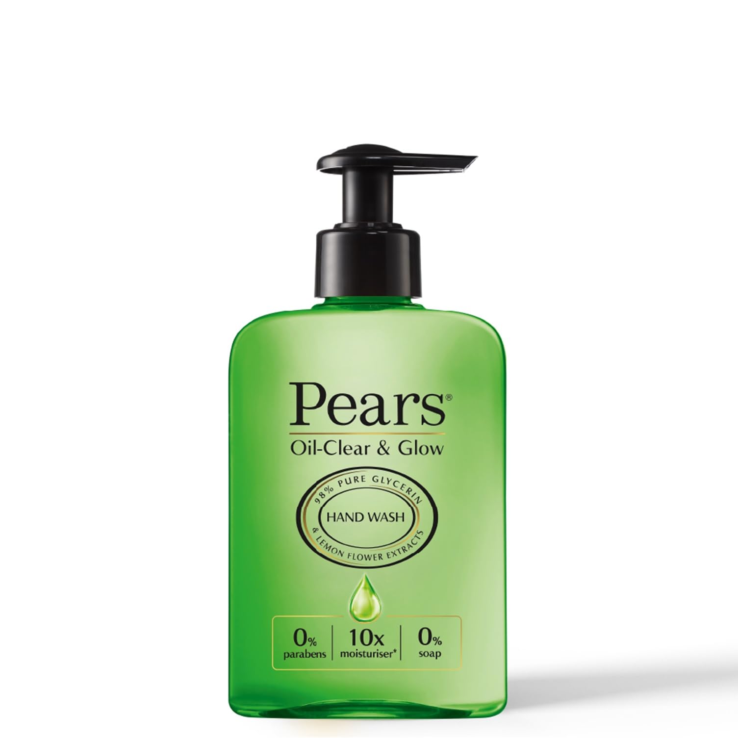 Pears Oil Clear & Glow Handwash For Smooth & Clean Hands| Formulated With 98% Pure Glycerin| 100% Soap-Free pH Balanced Formula With Natural Oils & Lemon Flower Extracts| 250ml