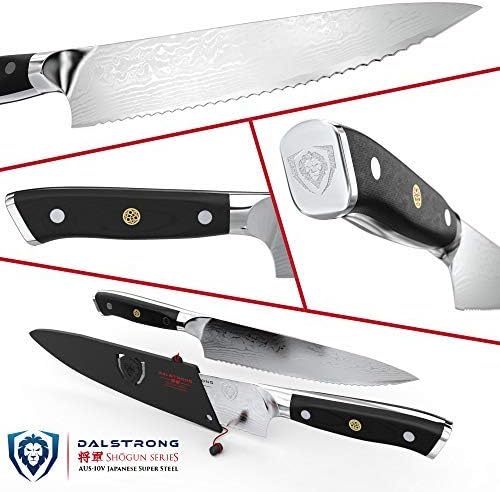 Miniatura 6 de Dalstrong Cuchillo de chef dentado de 7.5 pulgadas, serie Shogun Elite, Damasco, japonés AUS-10V Super Steel, cuchillo de chef afilado, mango negro
