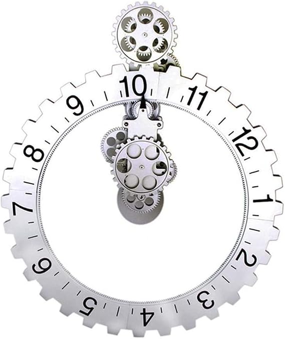 Retro Gear Wall Clock, Outdoor Hanging Metal Round Clock for Garden, Pool, Living Room, Bathroom, Kitchen Decoration