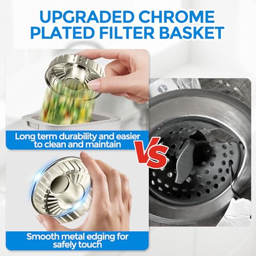 Image of zaa Kitchen Sink Drain Strainer - Kitchen Sink Stopper, 304 Stainless Steel Sink Drain Stopper, Sink Protector for Kitchen with Anti-Clog Filter, Fit US Standard 3-1 /2'' Sink Drain Hole, Nickel