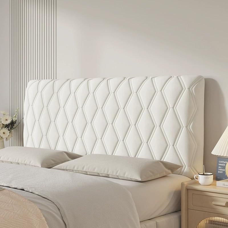 ZBELLO Velvet Stretch Headboard Slipcover with Filler Pad - Queen Size, Universal Backrest Protector for Bedroom Decor (D,160cm)