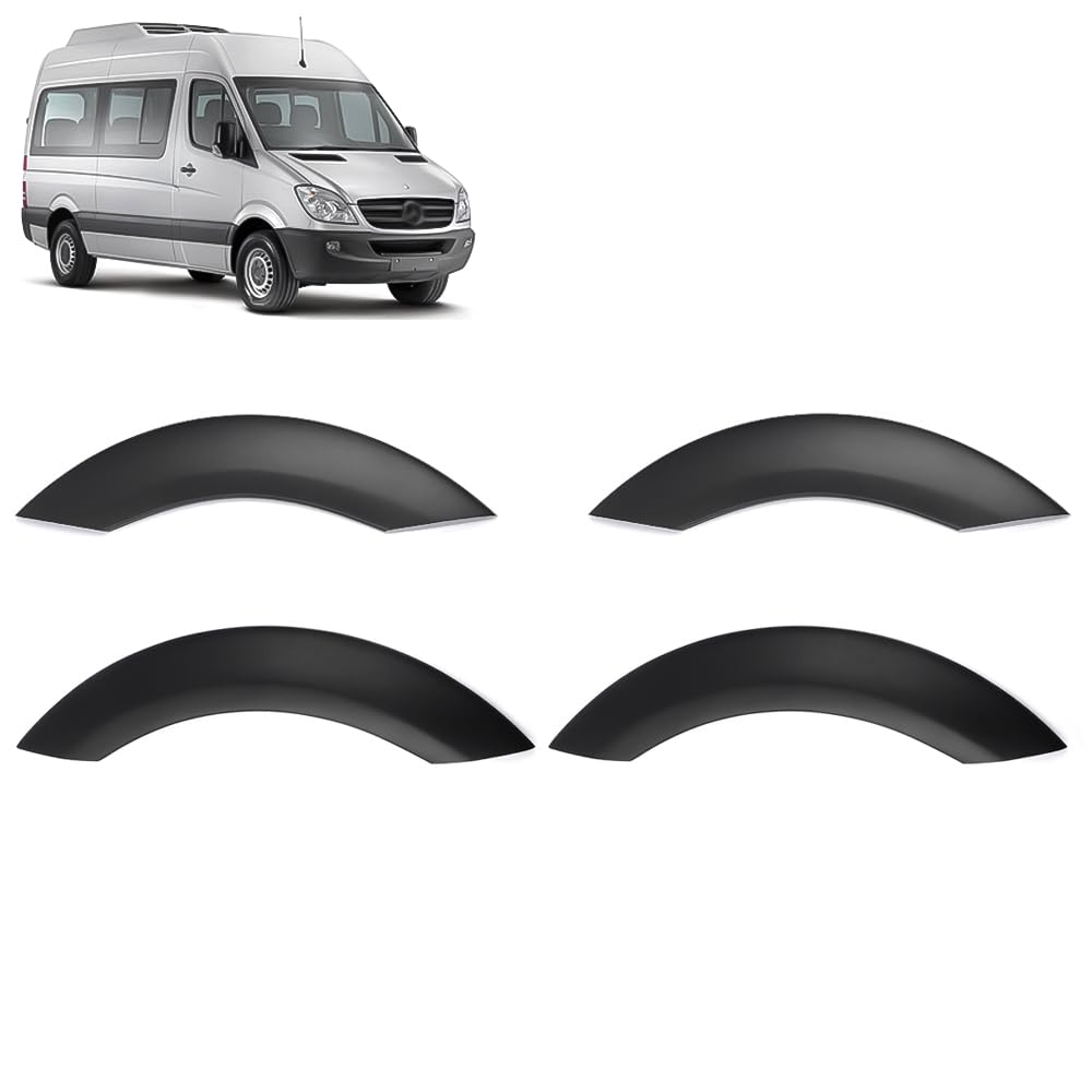 ROBUST Kotflügel Verbreiterung Radlaufschutz für Mercedes Sprinter Volkswagen Crafter 2006-2018, Schwarz, 4 Stück, ABS, Selbstklebend, Front- und Heckaußenseite