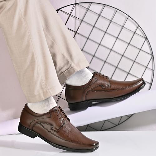 Image of Centrino Formal Shoes for Men | Lightweight Comfortable Office Shoes for Man Stylish | Cushioned Insole Lace-Up Shoes for Men | Durable TPR Sole | Trendy Classic Design Footwear for Men (8118)