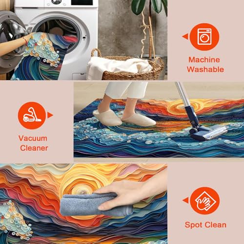 Tapis bleu marine effet relief 3D doux et durable pour chambre - 8