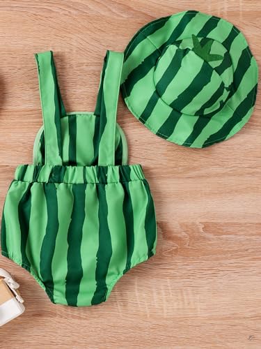 Newborn Infant Baby Girl Boy Summer Outfits Romper Fruit Watermelon Toddler Bodysuit Headband/Hat Clothes3