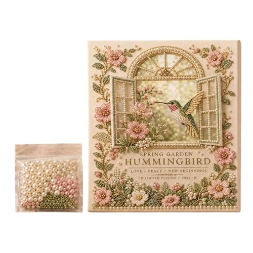 Peinture avec perles Colibri anti-stress pour embellir un salon ou une entrée lumineuse