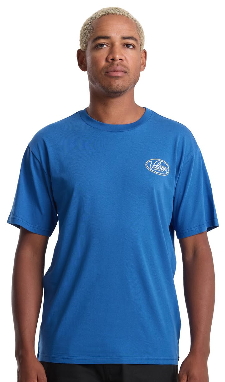 Volcom Mens Short Sleeve Graphic Logo T-Shirt | 100% Cotton Crew Neck Tee, Elecblue, Medium