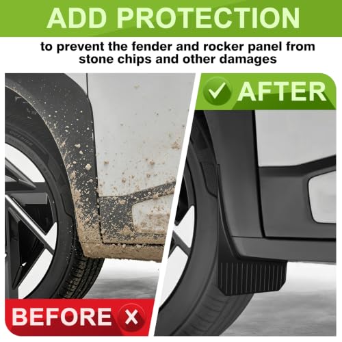 Image of Muslogy Mud Flaps Splash Guards for 2027 2028 Kia Seltos Accessories | for 2027+ Kia Seltos Accessories Front and Rear Mud Guards 4PCS No Drilling Fender Mudguards Kit with Hardware Accessories