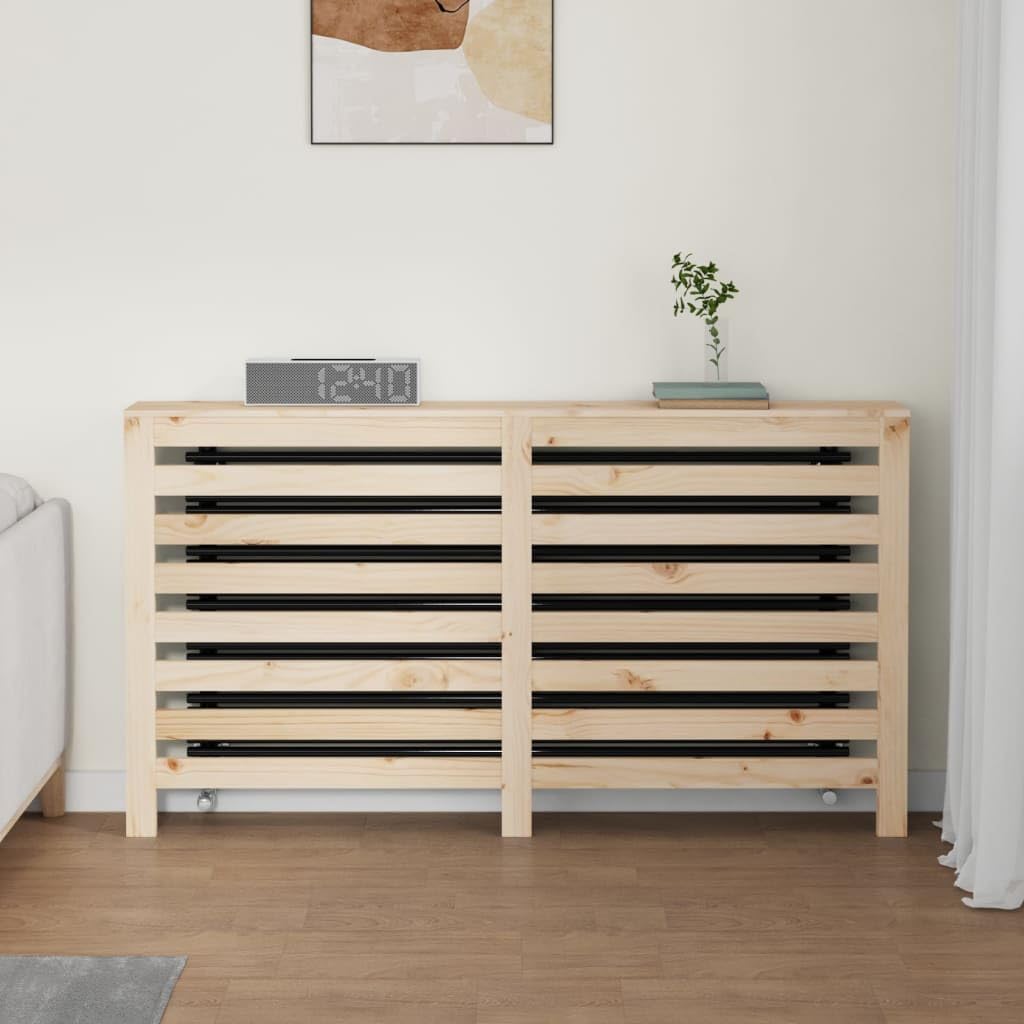 Osłona grzejnika z litego drewna sosnowego 153 x 19 x 84 cm z nowoczesnym wzornictwem lameli, dekoracyjna osłona grzejnika, praktyczna półka, nadaje się do akcesoriów do grzejników, termostat