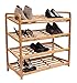 BirdRock Home 4 Tier Bamboo Shoe Rack | Home Storage Organization | Natural Durable Environmentally Friendly Organizer | Fits 9-12 Shoes