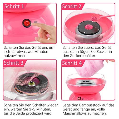 Foto von SUPERLEX Zuckerwattemaschine Ø 28cm für zuhause, Elektro Zuckerwatte Maschine mit Messlöffel, Cotton Candy Machine inkl. Zubehör, Rosa